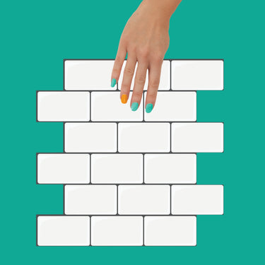 Subway Wall Tile Classic | White with Almost Black Grout -4-Pack